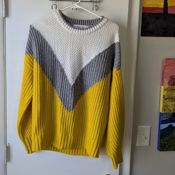 Workshop Republic Clothing Wool Pullover Sweater Chevron Chunky Knit Sweater - Picture 1 of 6